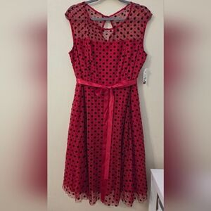 Red And Black Polka Dot A-Line Dress